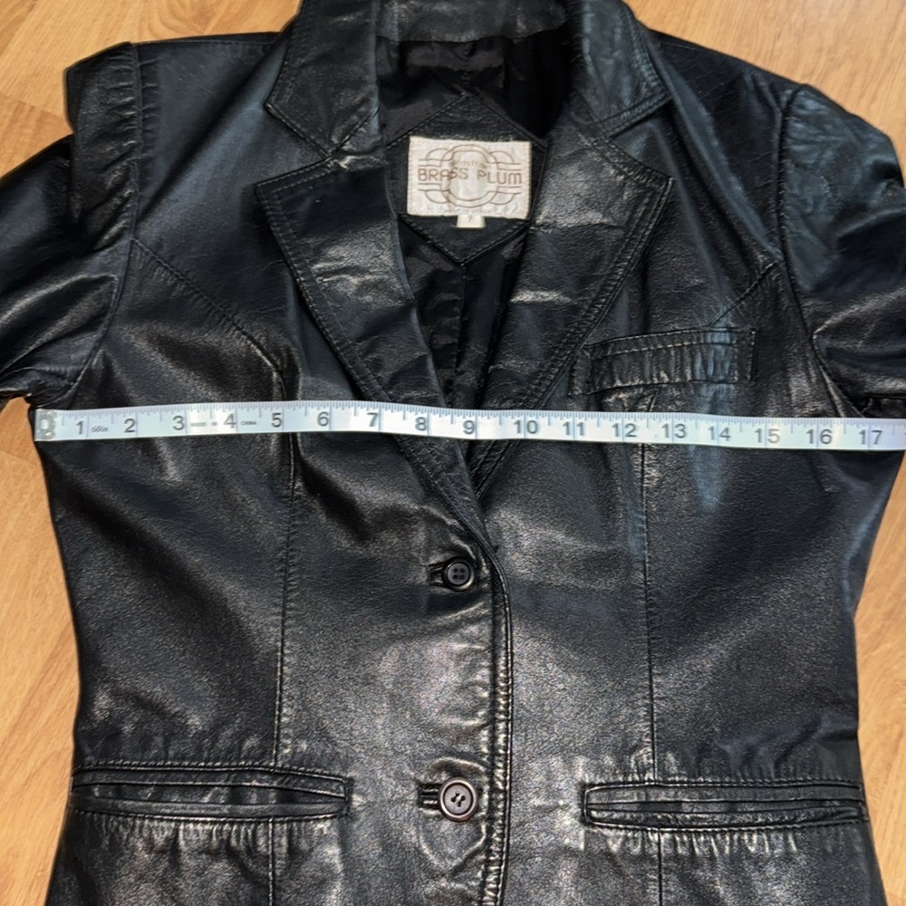 Black Leather 80’s Nordstrom Brass Plum Grunge Moto Jacket ☠️🖤 SZ small - Picture 4 of 14
